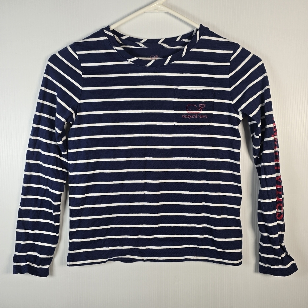 Vineyard Vines Girls' Long Sleeve Vintage Logo T-shirt Navy Blue & White Size S